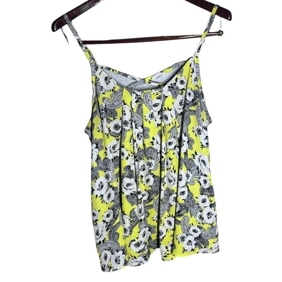 EUC Torrid Neon Yellow Paisley and Floral Blouse 1X - Picture 8 of 8